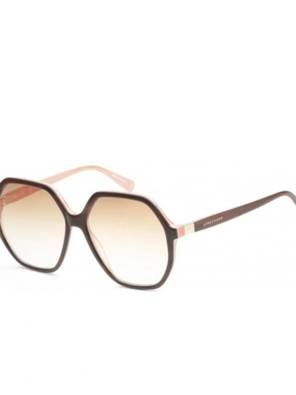 Longchamp LO707S 208 (Havana/Rose) Geometric/Hexagonal Sunglasses 58-15-140 NWOT